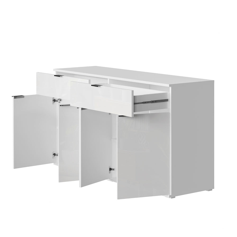 Oikiture Sideboard High Gloss 4 Doors 2 Drawers White-Sideboards-PEROZ Accessories