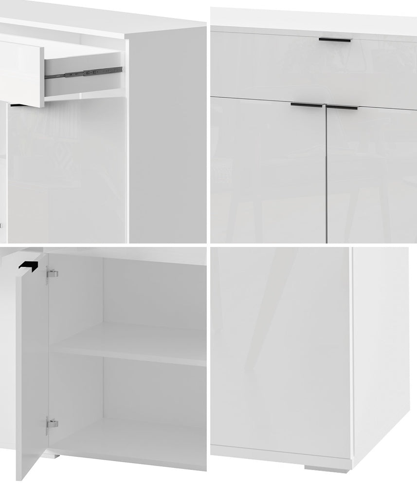 Oikiture Sideboard High Gloss 4 Doors 2 Drawers White-Sideboards-PEROZ Accessories