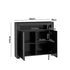 Oikiture Buffet Sideboard LED RGB High Gloss 2 Doors Black-Sideboards-PEROZ Accessories