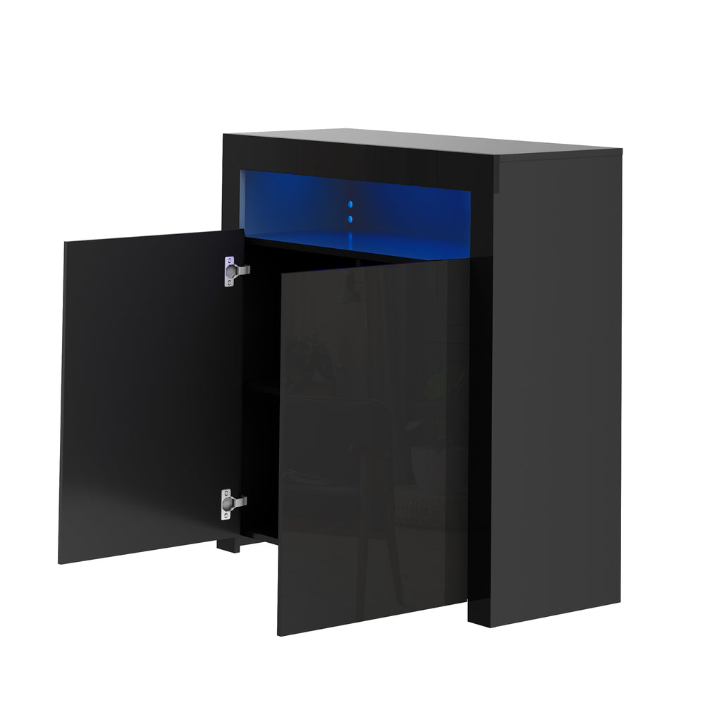 Oikiture Buffet Sideboard LED RGB High Gloss 2 Doors Black-Sideboards-PEROZ Accessories