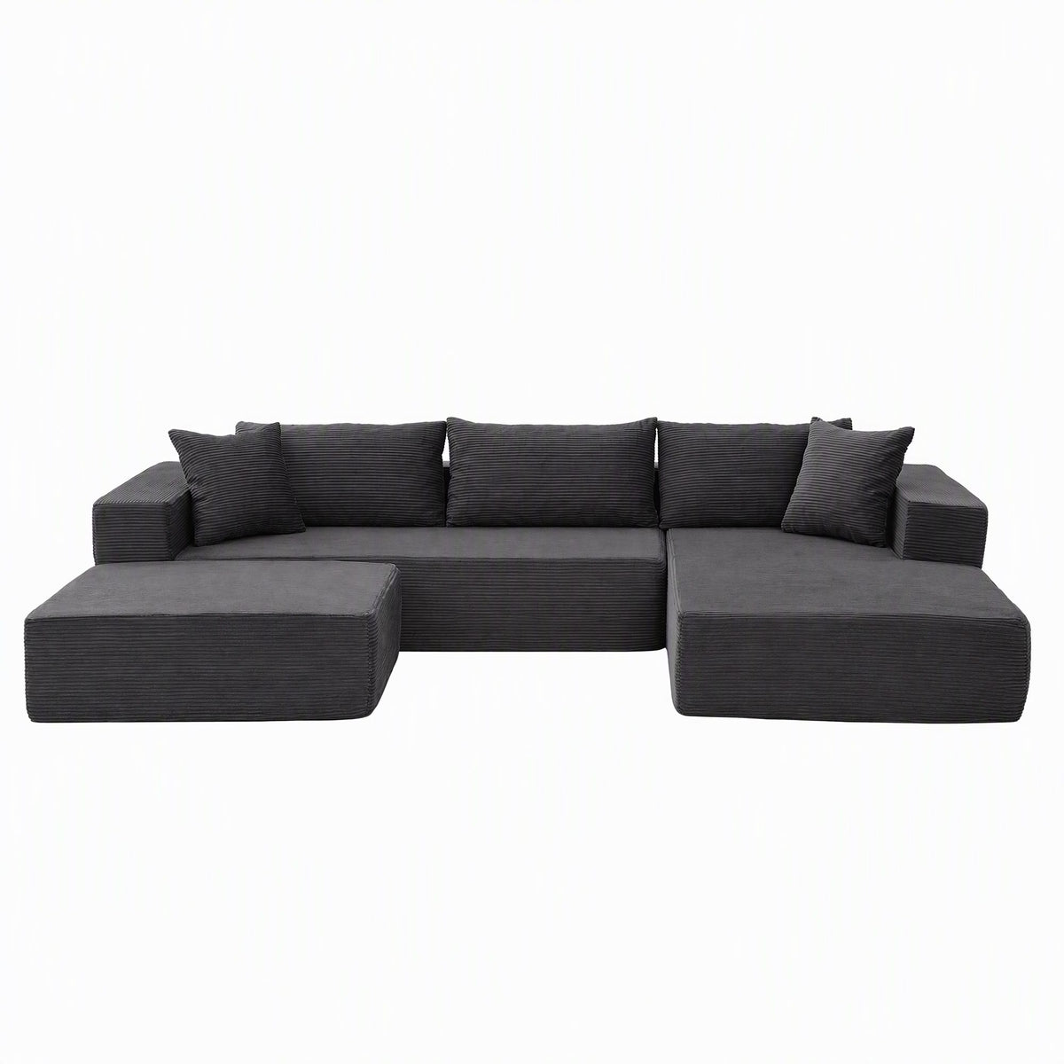 Artiss Modular Sectional Sofa Bed U-Shape 4-Seater Couch Chaise Ottoman Corduroy-Furniture > Sofas > Sofas & Sofa Beds-PEROZ Accessories