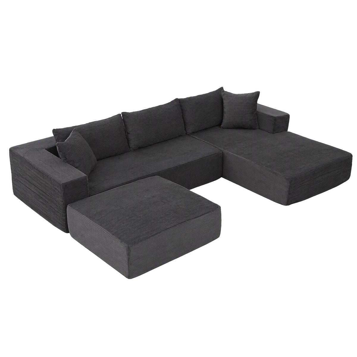 Artiss Modular Sectional Sofa Bed U-Shape 4-Seater Couch Chaise Ottoman Corduroy-Furniture > Sofas > Sofas & Sofa Beds-PEROZ Accessories