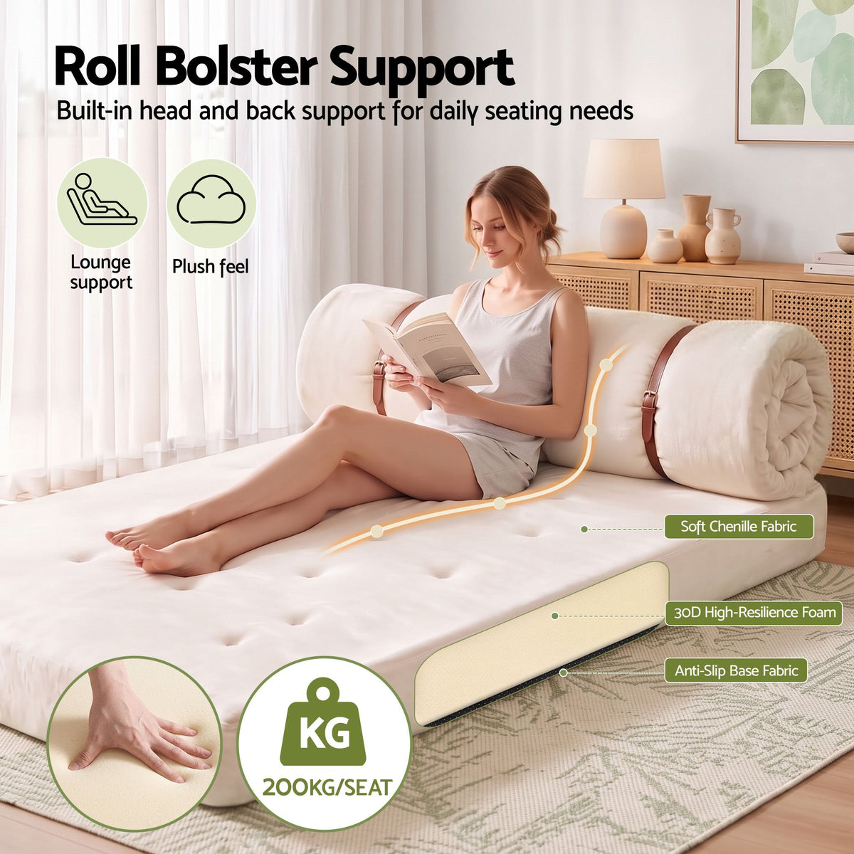 Artiss Convertible Sofa Bed Roll-Up Sleeper Chair Fold Out Couch Floor Lounge-Furniture > Sofas > Sofas & Sofa Beds-PEROZ Accessories