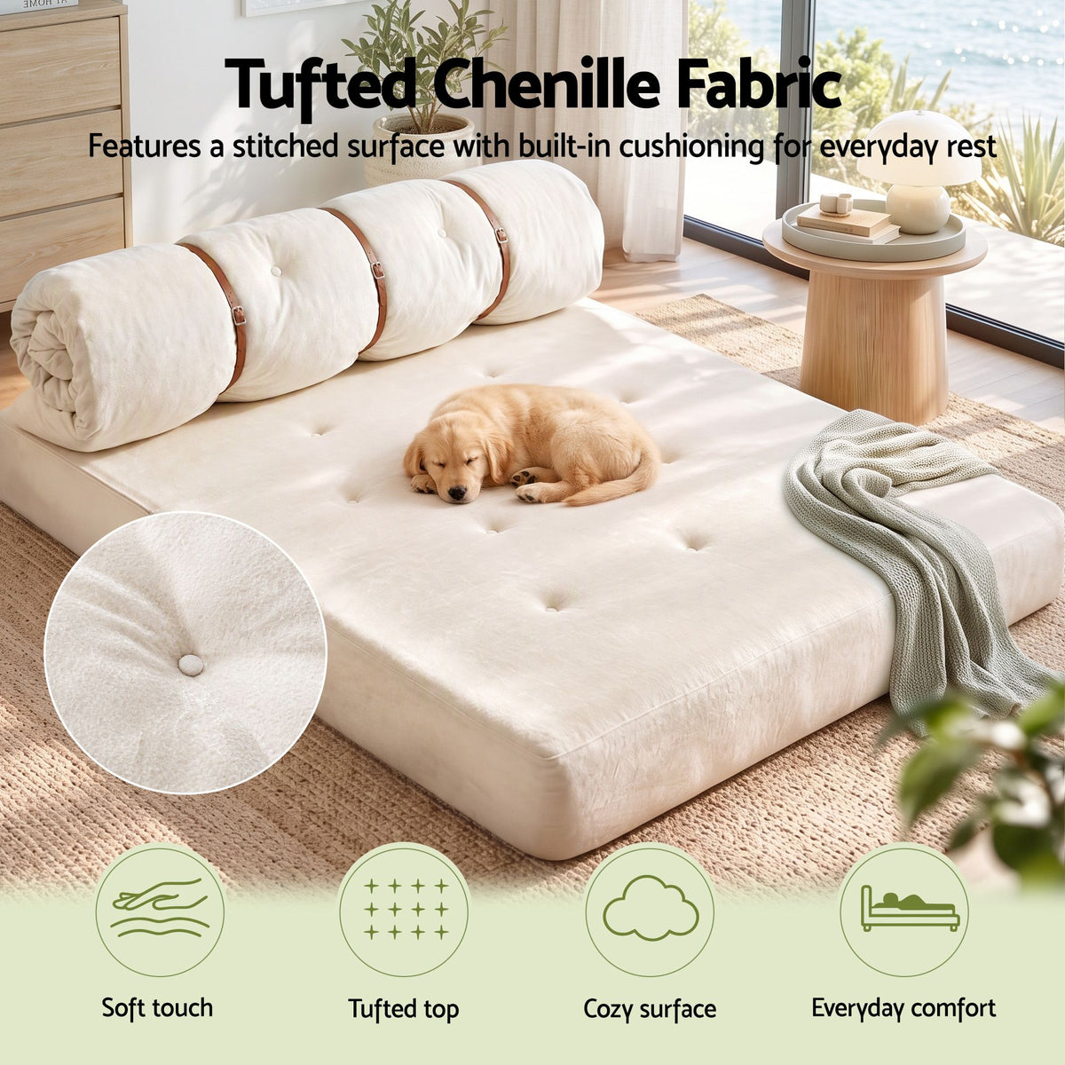 Artiss Convertible Sofa Bed Roll-Up Sleeper Chair Fold Out Couch Floor Lounge-Furniture > Sofas > Sofas & Sofa Beds-PEROZ Accessories
