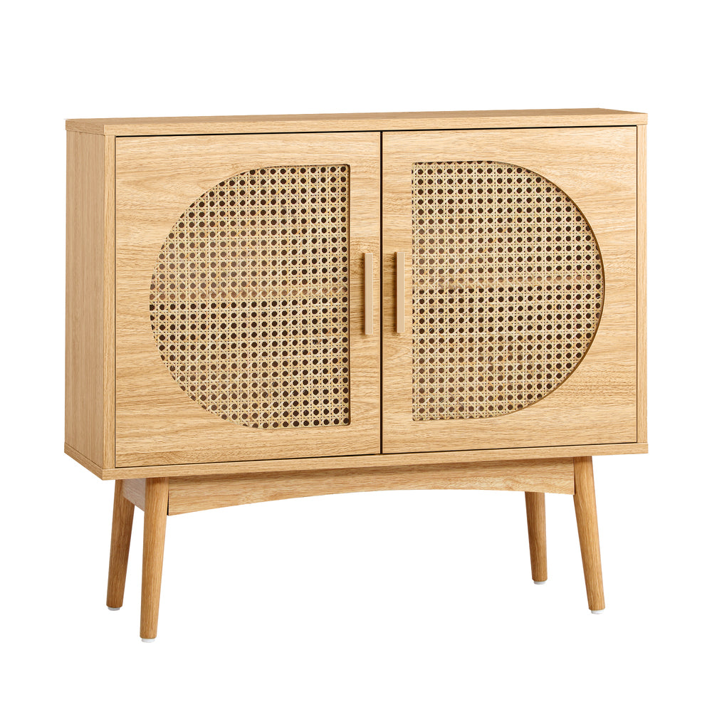 Oikiture Sideboard Cabinet Buffet Rattan Furniture Cupboard Hallway Shelf Wood-Sideboards-PEROZ Accessories