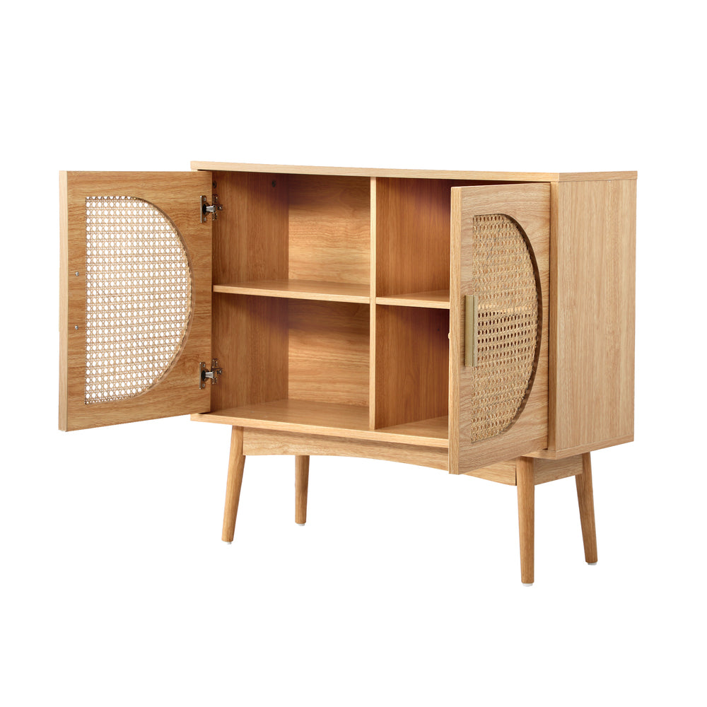 Oikiture Sideboard Cabinet Buffet Rattan Furniture Cupboard Hallway Shelf Wood-Sideboards-PEROZ Accessories