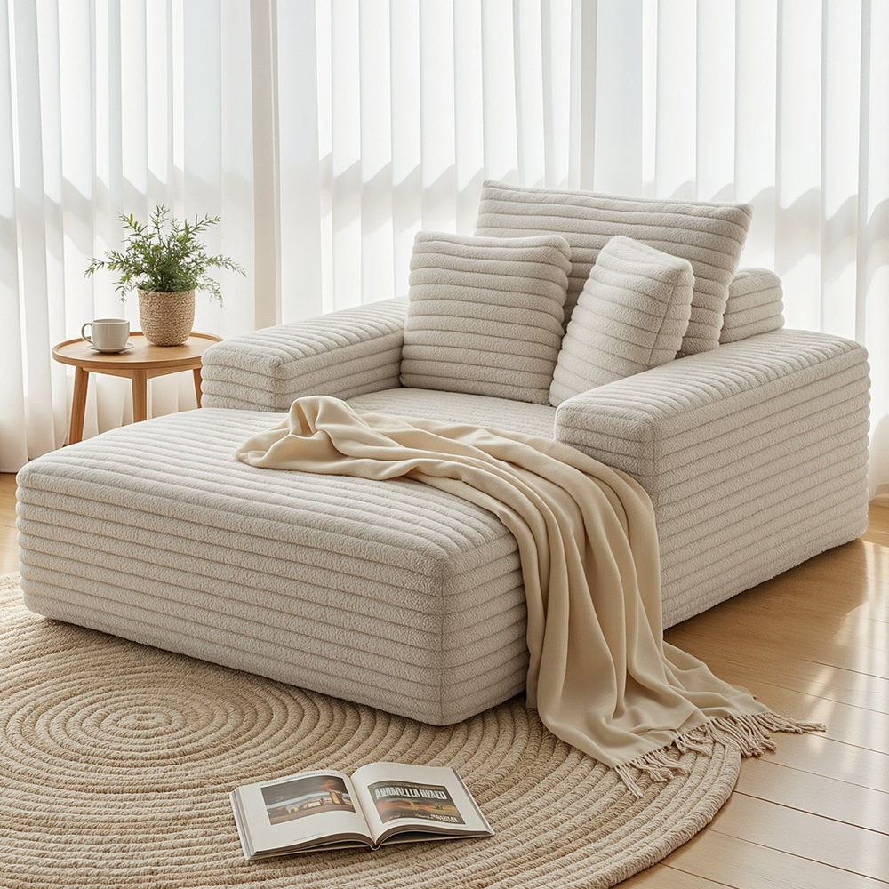 Artiss Sofa Bed Lounge Chair Recliner Couch Reading Chairs Sleeper Cloud Sofas Faux Fur Fabric-Furniture > Sofas > Sofas & Sofa Beds-PEROZ Accessories