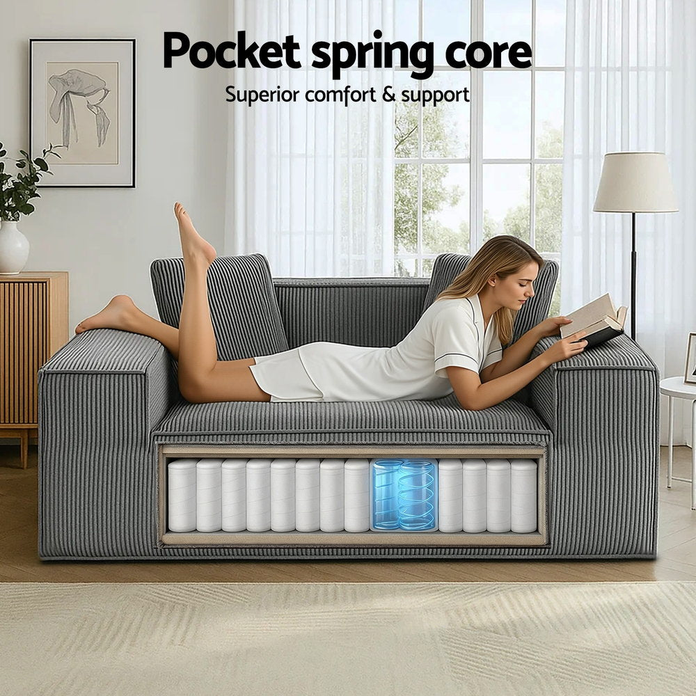 Artiss 2 Seater Sofa Loveseat Sofas Bed Couch No Assembly Corduroy Small Couches Apartement-Furniture > Sofas > Sofas & Sofa Beds-PEROZ Accessories