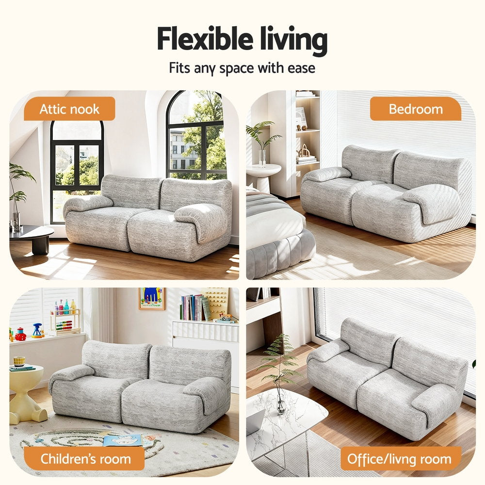Artiss 2 Seater Sofa Modular Sectional Sofas Couch Bed No Assembly Living Room Grey-Furniture > Sofas > Sofas & Sofa Beds-PEROZ Accessories