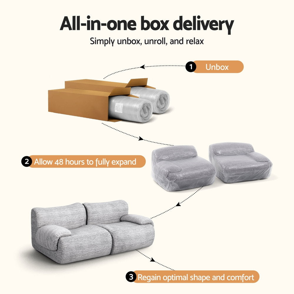 Artiss 2 Seater Sofa Modular Sectional Sofas Couch Bed No Assembly Living Room Grey-Furniture > Sofas > Sofas & Sofa Beds-PEROZ Accessories