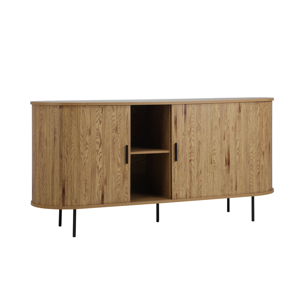 Oikiture Buffet Sideboard Sliding Doors Pantry Cabinet Natural-Sideboard-PEROZ Accessories