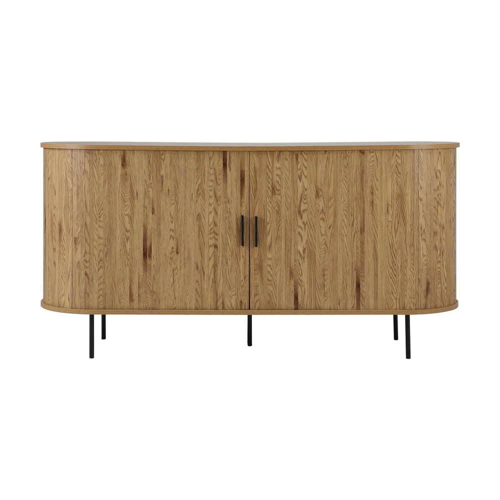 Oikiture Buffet Sideboard Sliding Doors Pantry Cabinet Natural-Sideboard-PEROZ Accessories