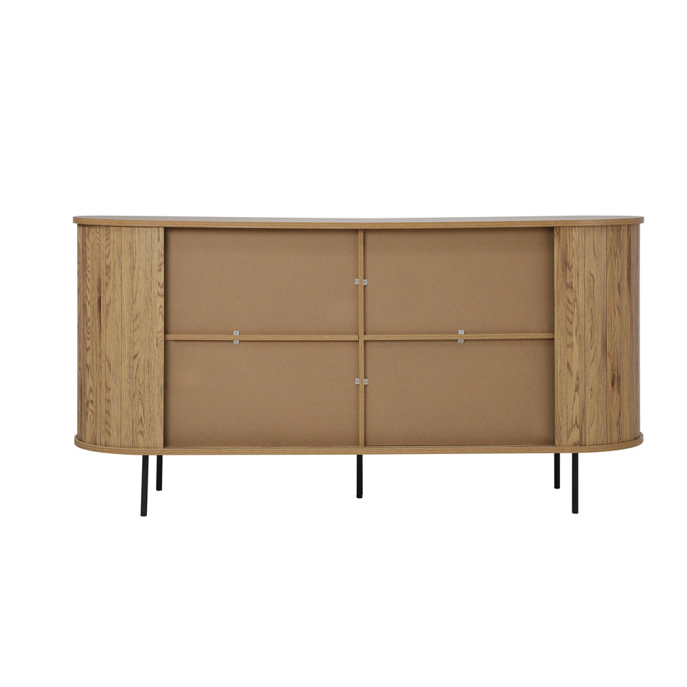 Oikiture Buffet Sideboard Sliding Doors Pantry Cabinet Natural-Sideboard-PEROZ Accessories