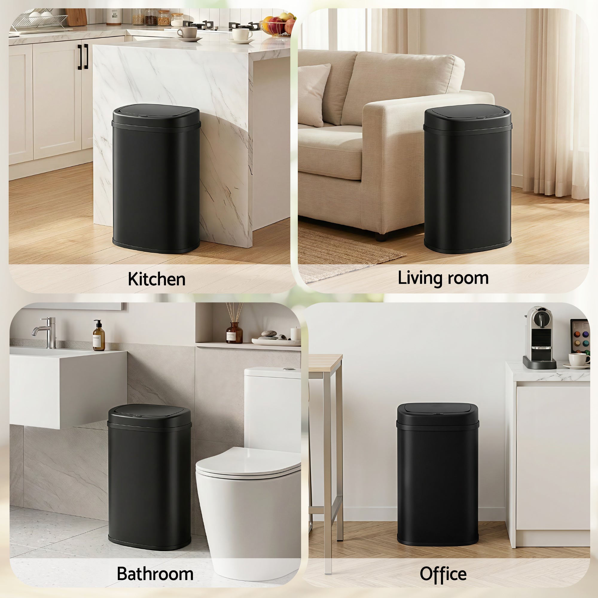 Devanti 50L Sensor Bin Motion Rubbish Automatic Black-Appliances > Kitchen Appliances-PEROZ Accessories