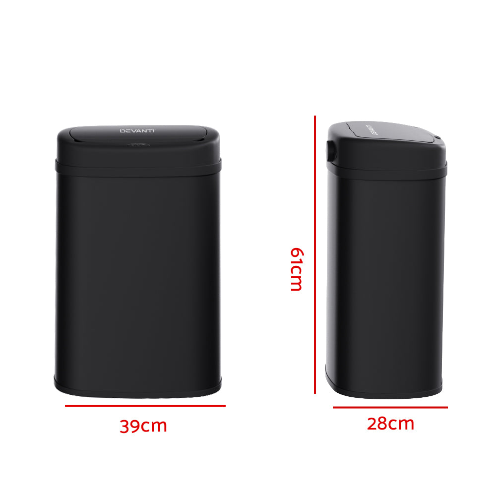 Devanti 50L Sensor Bin Motion Rubbish Automatic Black-Appliances > Kitchen Appliances-PEROZ Accessories