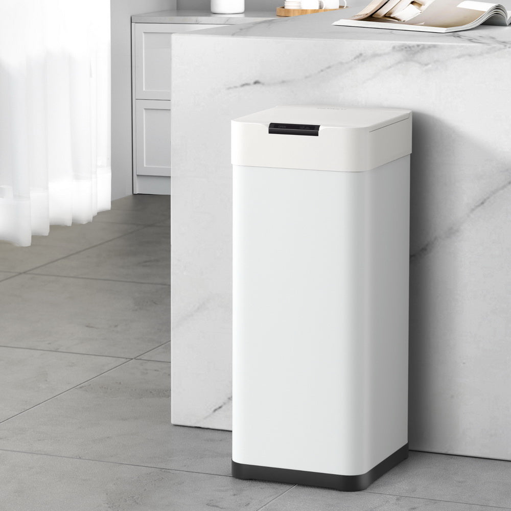 Devanti 50L Sensor Bin Motion Rubbish Bins Kitchen Automatic Trash Can White-Home & Garden > Kitchen Bins > Automatic Bins-PEROZ Accessories