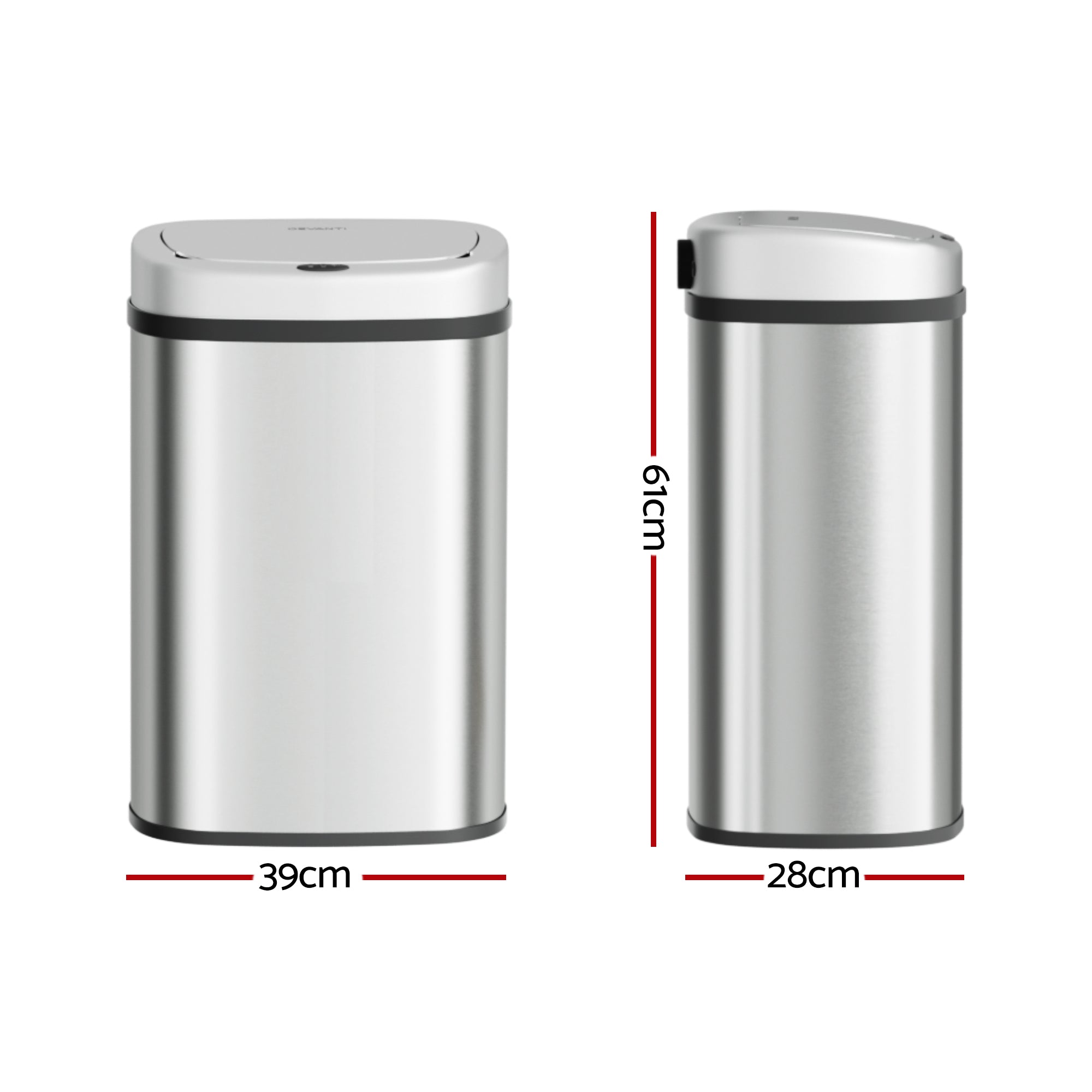 Devanti 50L Sensor Bin Motion Rubbish Automatic Silver-Appliances > Kitchen Appliances-PEROZ Accessories