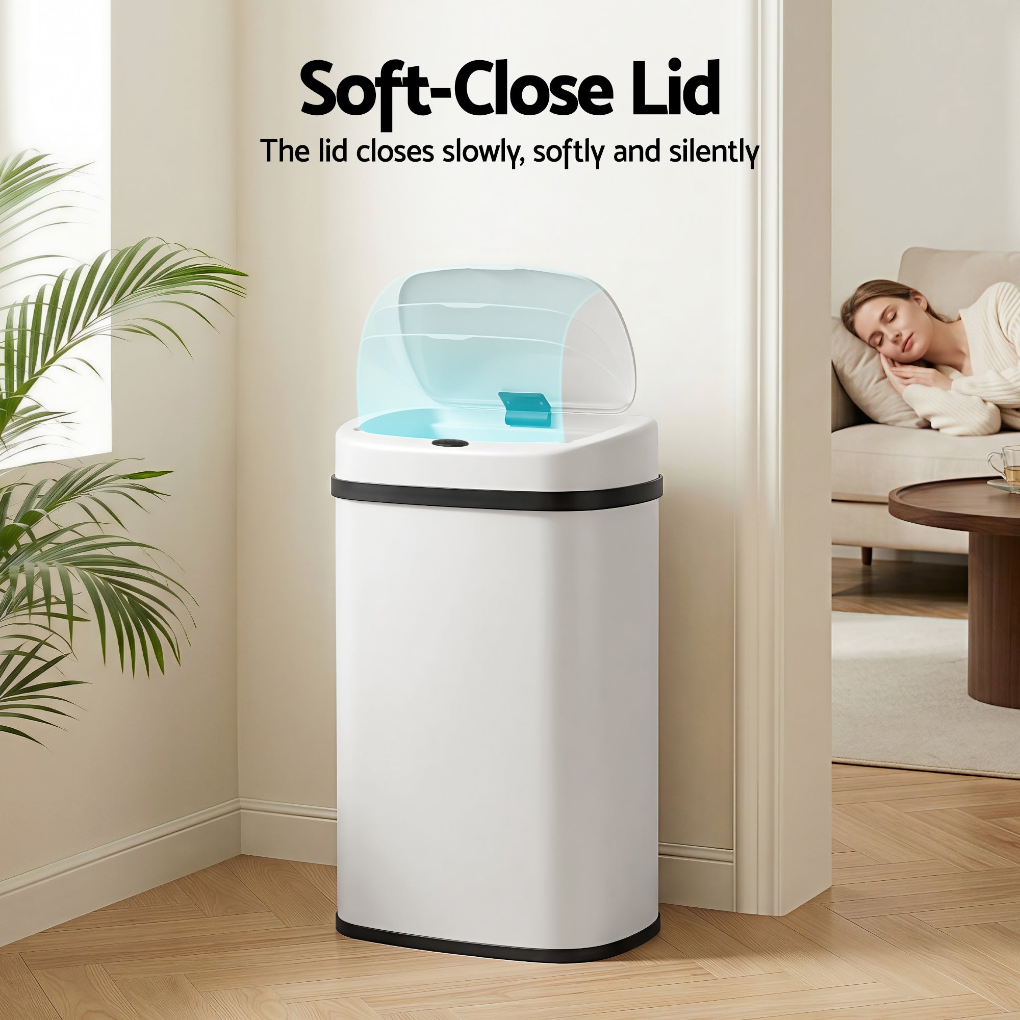 Devanti 50L Sensor Bin Motion Rubbish Automatic White-Appliances > Kitchen Appliances-PEROZ Accessories