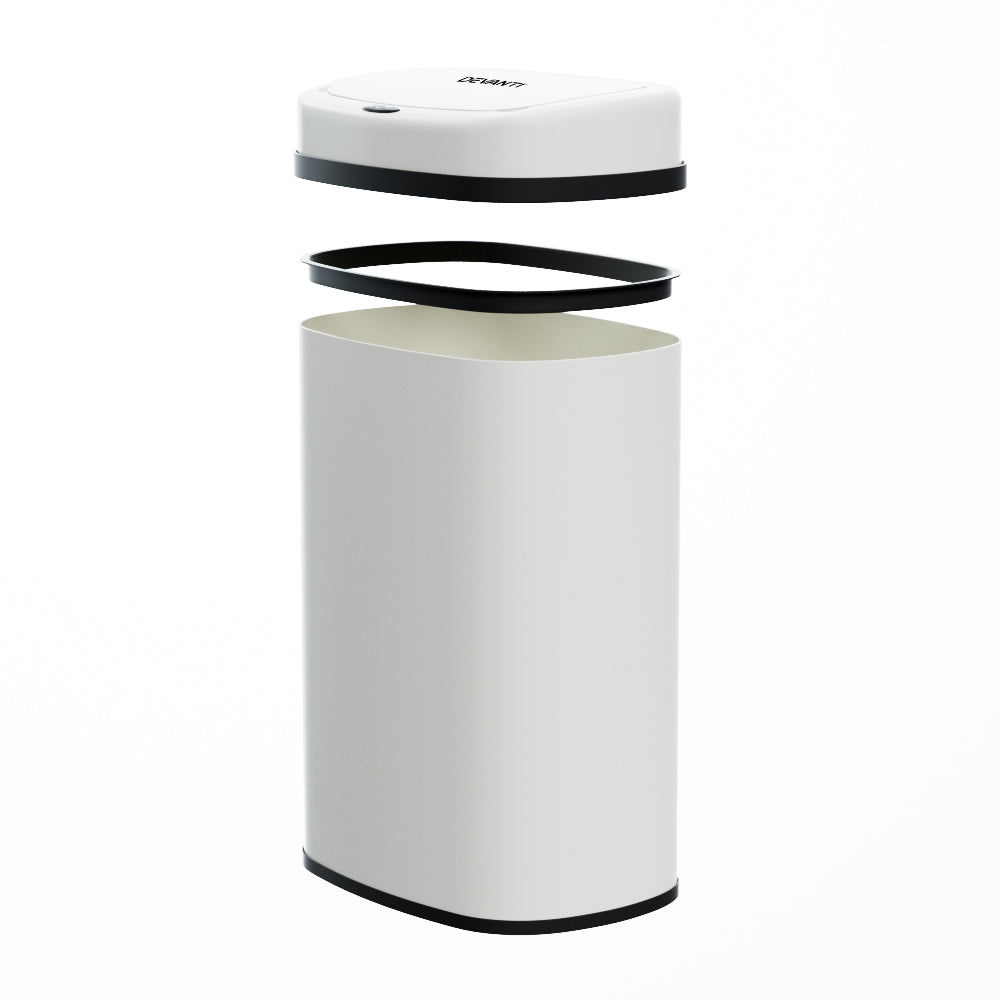 Devanti 50L Sensor Bin Motion Rubbish Automatic White-Appliances > Kitchen Appliances-PEROZ Accessories