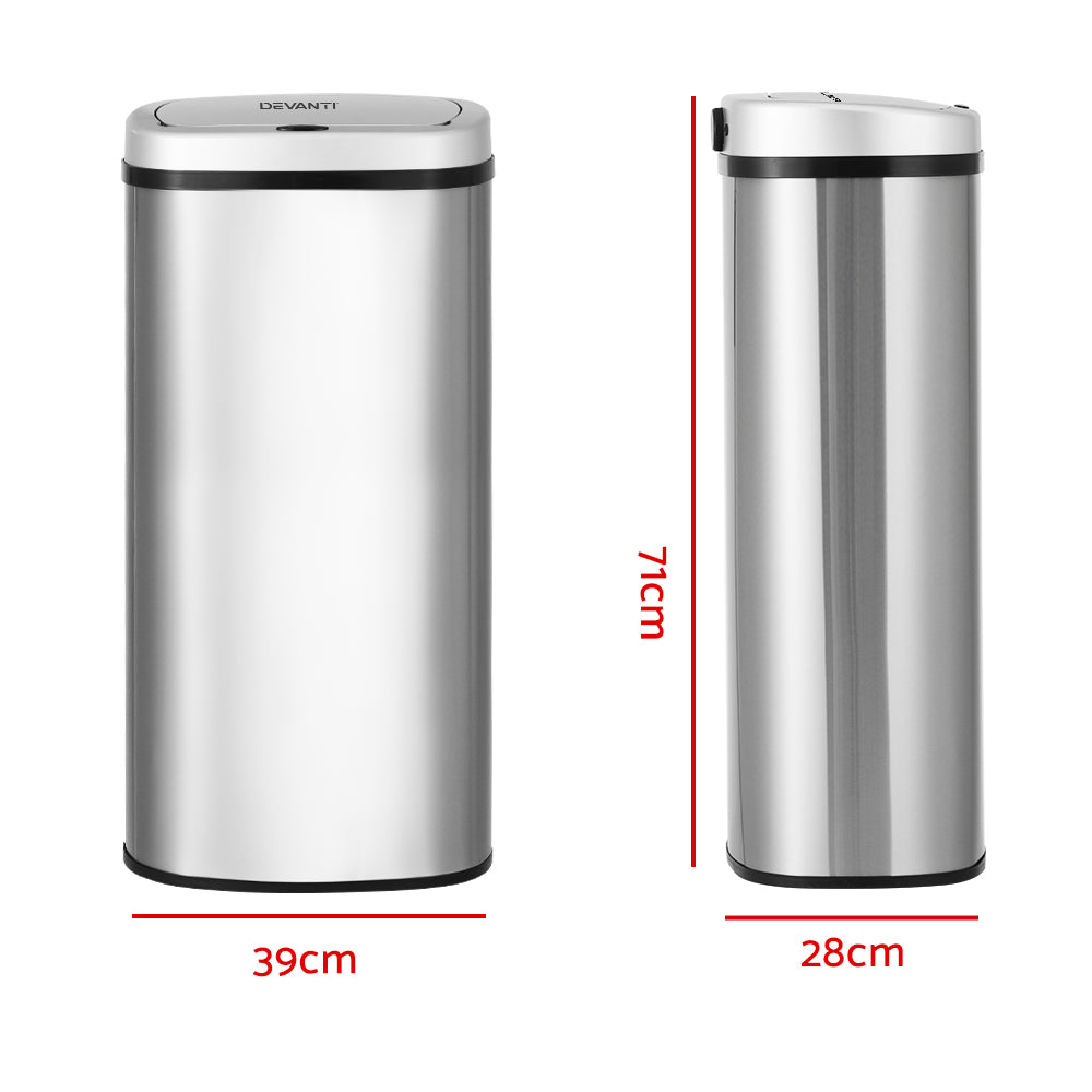 Devanti 60L Sensor Bin Motion Rubbish Automatic Silver-Appliances > Kitchen Appliances-PEROZ Accessories