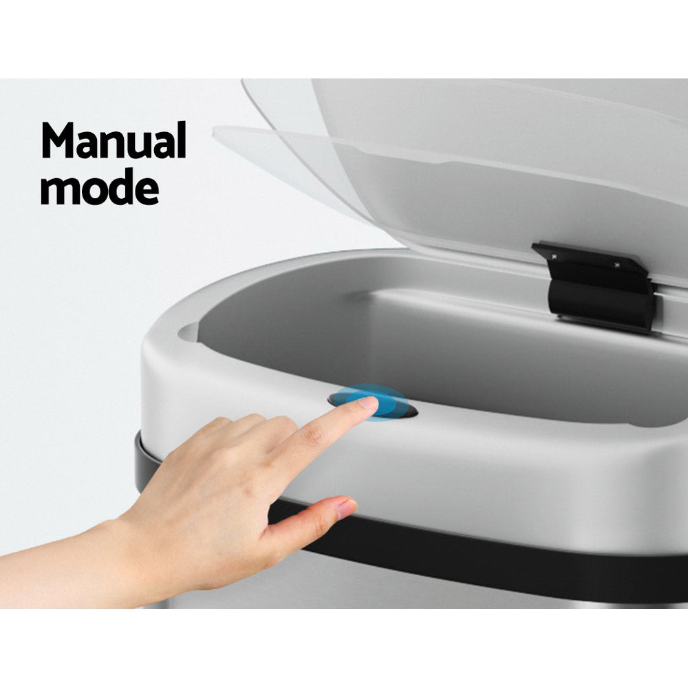 Devanti 60L Sensor Bin Motion Rubbish Automatic Silver-Appliances > Kitchen Appliances-PEROZ Accessories