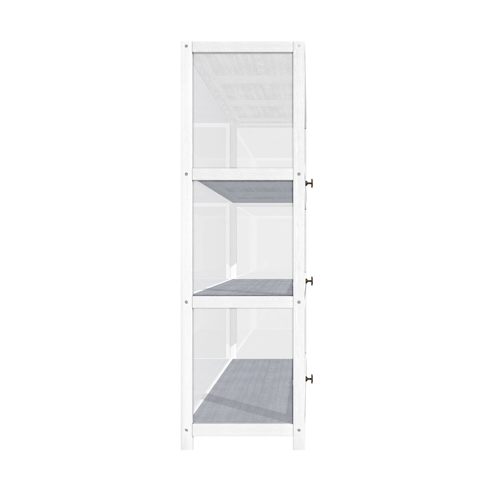 Oikiture Display Cabinet 3 Tiers Clear Door White-Storage Cabinets-PEROZ Accessories