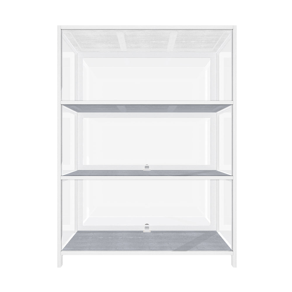 Oikiture Display Cabinet 3 Tiers Clear Door White-Storage Cabinets-PEROZ Accessories