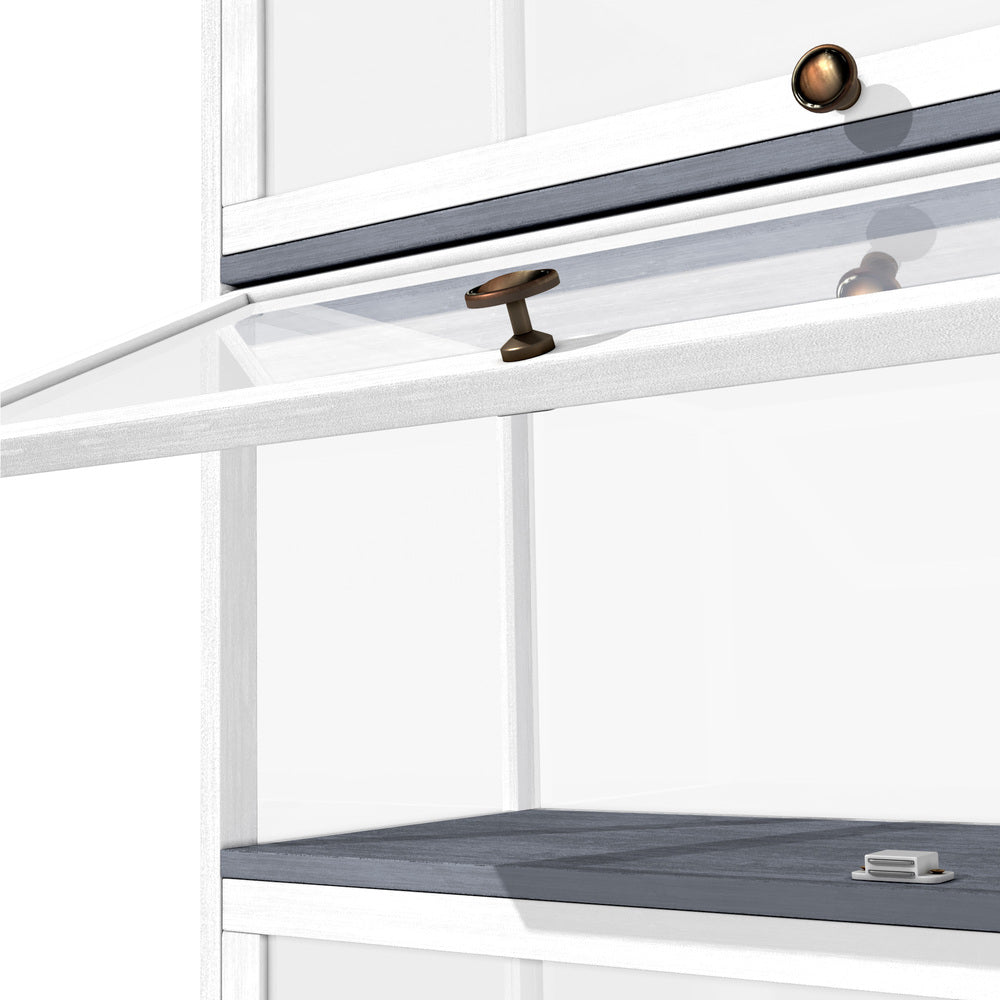 Oikiture Display Cabinet 3 Tiers Clear Door White-Storage Cabinets-PEROZ Accessories