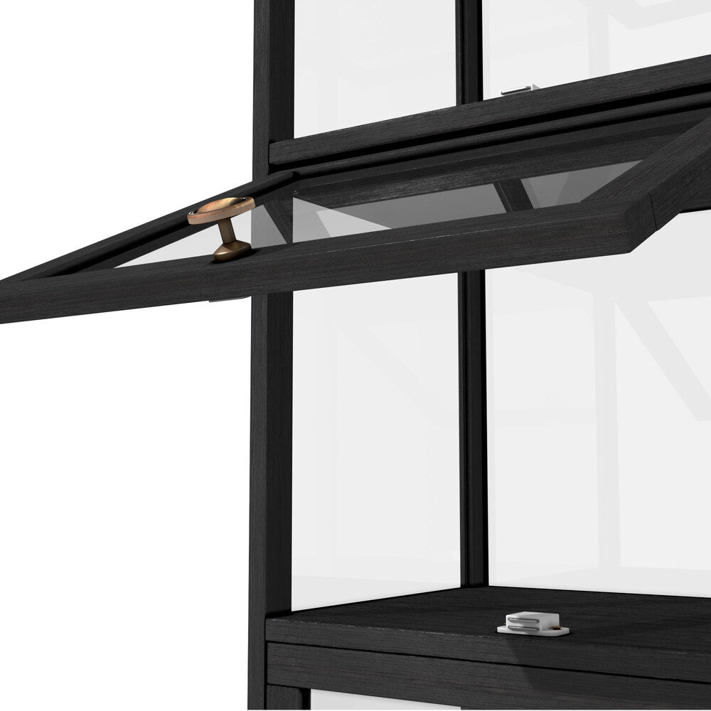 Oikiture Display Cabinet Slim 5-Tier Clear Black-Storage Cabinets-PEROZ Accessories