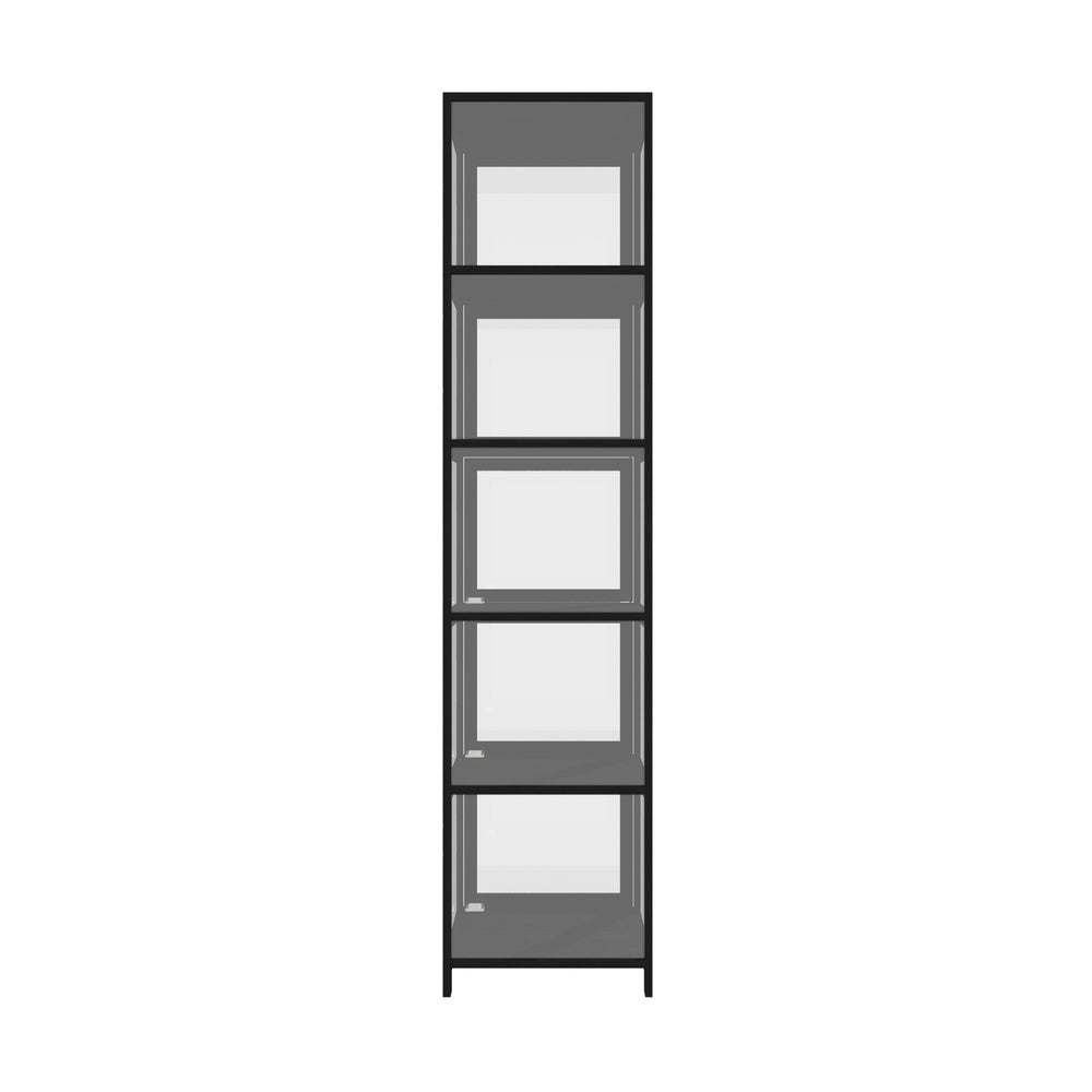 Oikiture Display Cabinet 5-Tier Slim Storage Shelves Black-Display Shelf-PEROZ Accessories