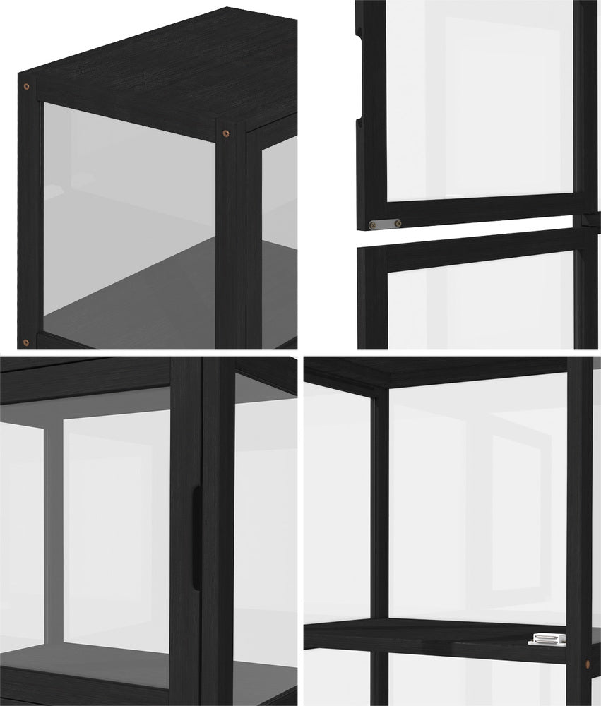 Oikiture Display Cabinet 5-Tier Slim Storage Shelves Black-Display Shelf-PEROZ Accessories