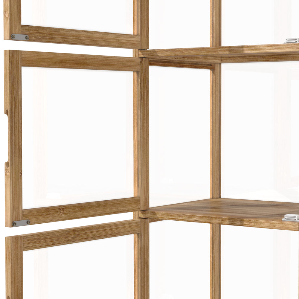 Oikiture Display Cabinet 5-Tier Slim Storage Shelves Brown-Display Shelf-PEROZ Accessories