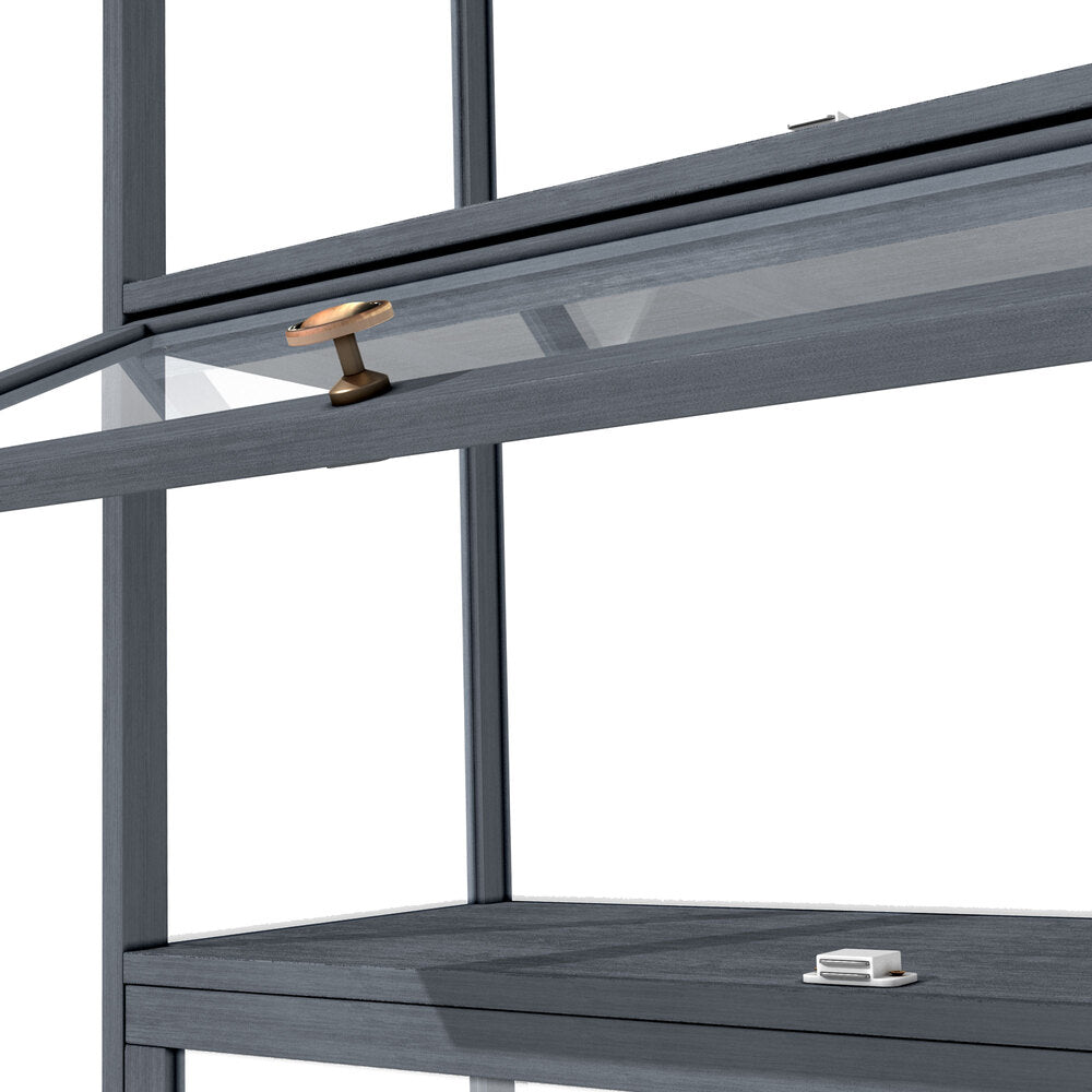 Oikiture Display Cabinet 5 Tiers Clear Door Grey-Storage Cabinets-PEROZ Accessories