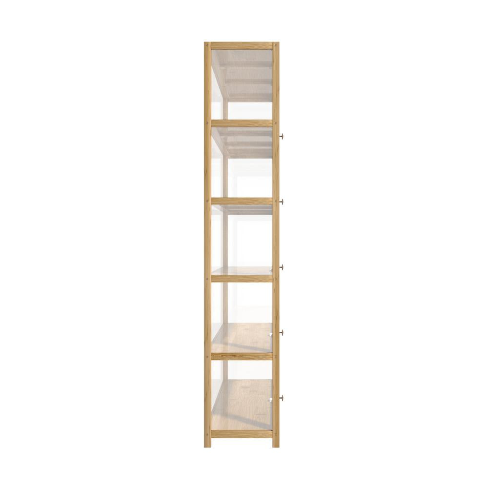 Oikiture Display Cabinet 5-Tier Clear Shelves Oak-Storage Cabinets-PEROZ Accessories