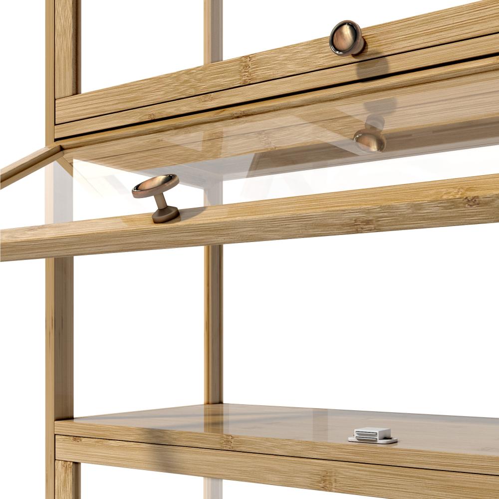Oikiture Display Cabinet 5-Tier Clear Shelves Oak-Storage Cabinets-PEROZ Accessories