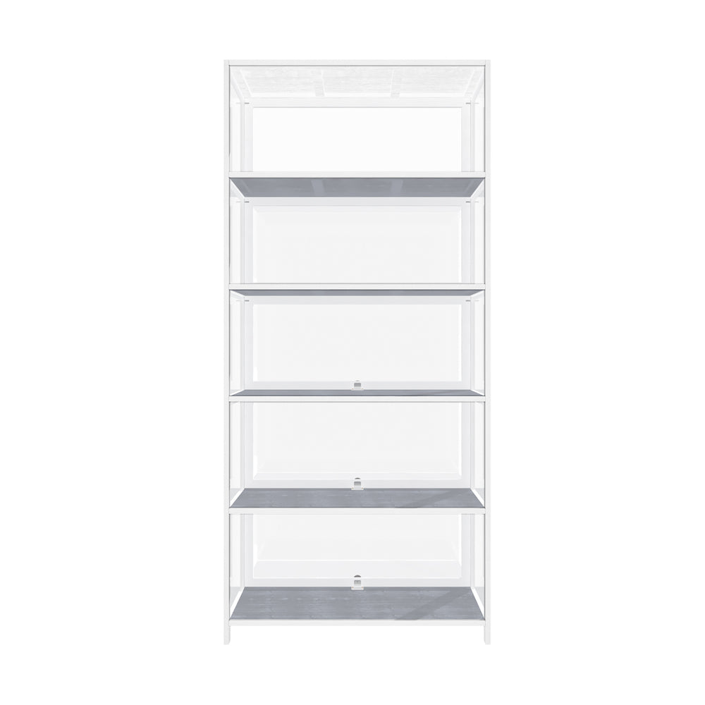 Oikiture Display Cabinet 5 Tiers Clear Door White-Storage Cabinets-PEROZ Accessories