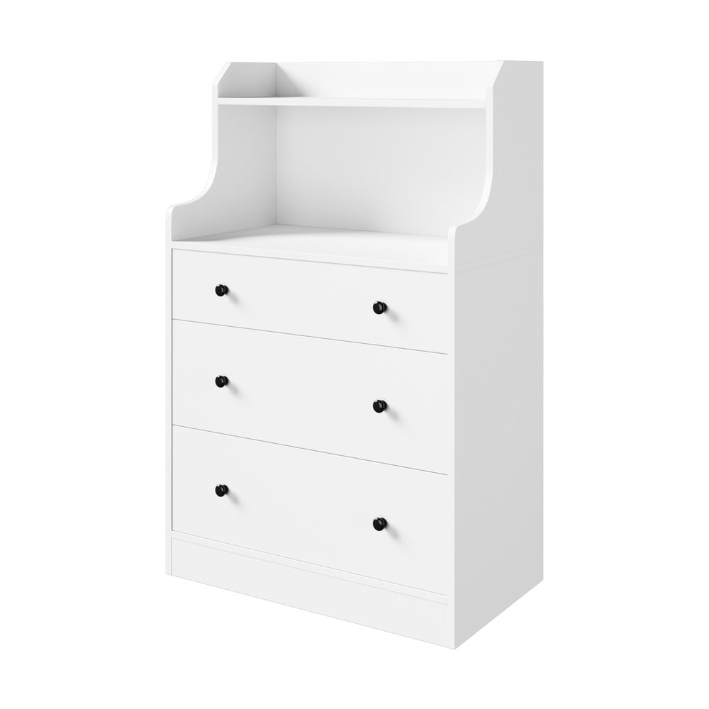 Oikiture Sideboard Buffet Cupboard 3 Chest of Drawers White-Sideboard-PEROZ Accessories
