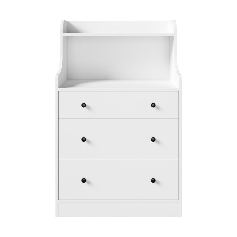 Oikiture Sideboard Buffet Cupboard 3 Chest of Drawers White-Sideboard-PEROZ Accessories