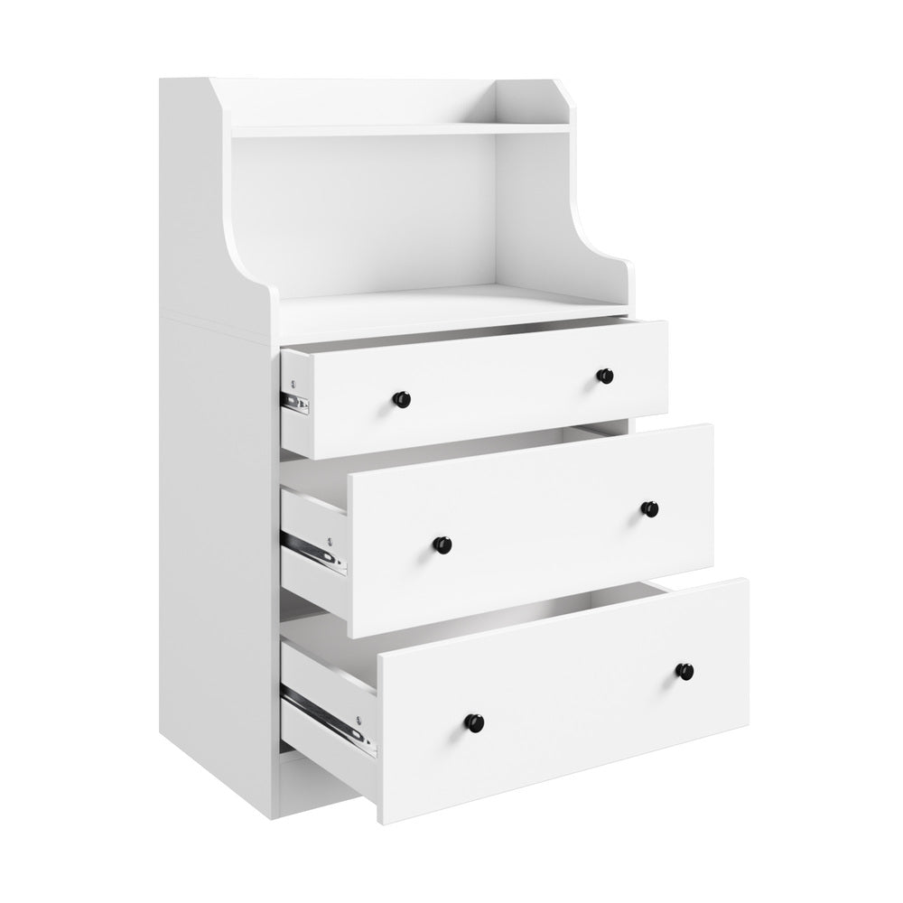 Oikiture Sideboard Buffet Cupboard 3 Chest of Drawers White-Sideboard-PEROZ Accessories