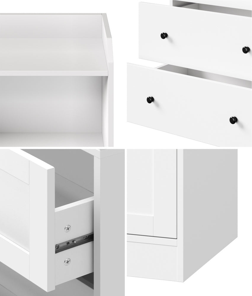 Oikiture Sideboard Buffet Cupboard 3 Chest of Drawers White-Sideboard-PEROZ Accessories
