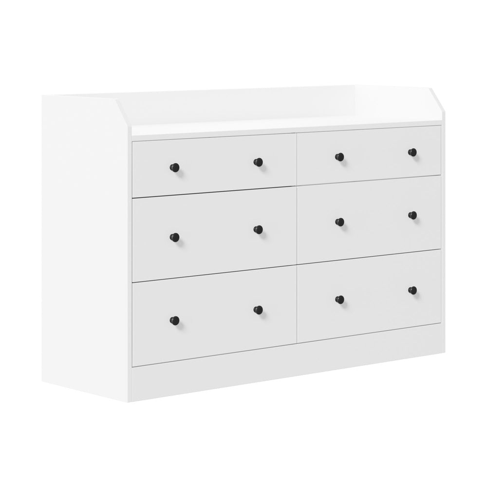 Oikiture Buffet Sideboard Hamptons Style 6 Drawers White-Sideboard-PEROZ Accessories