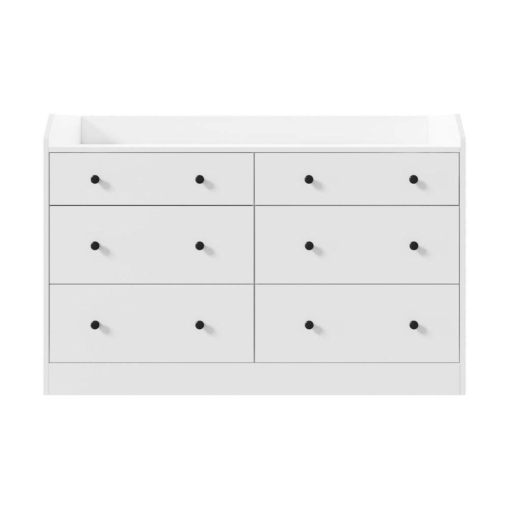 Oikiture Buffet Sideboard Hamptons Style 6 Drawers White-Sideboard-PEROZ Accessories
