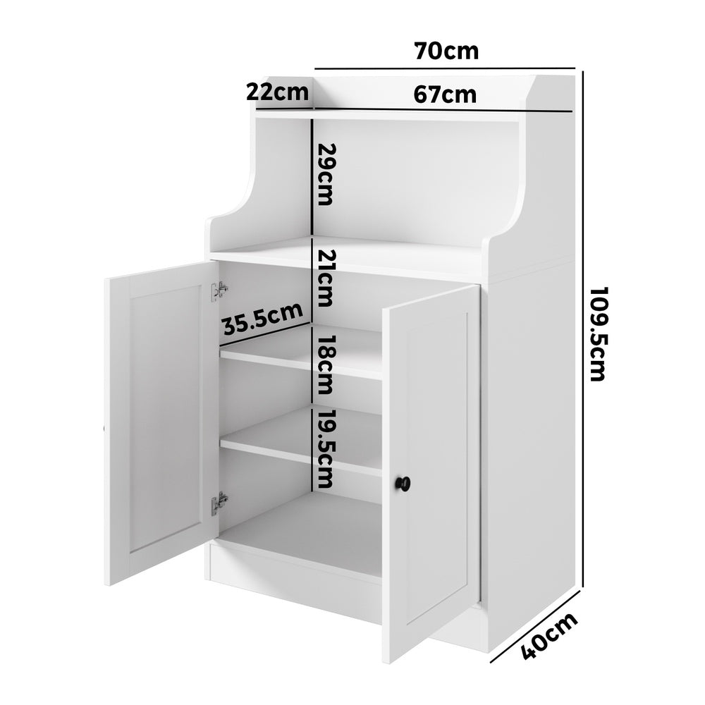 Oikiture Buffet Sideboard Cupboard 2 Doors Hallway Table White-Sideboard-PEROZ Accessories