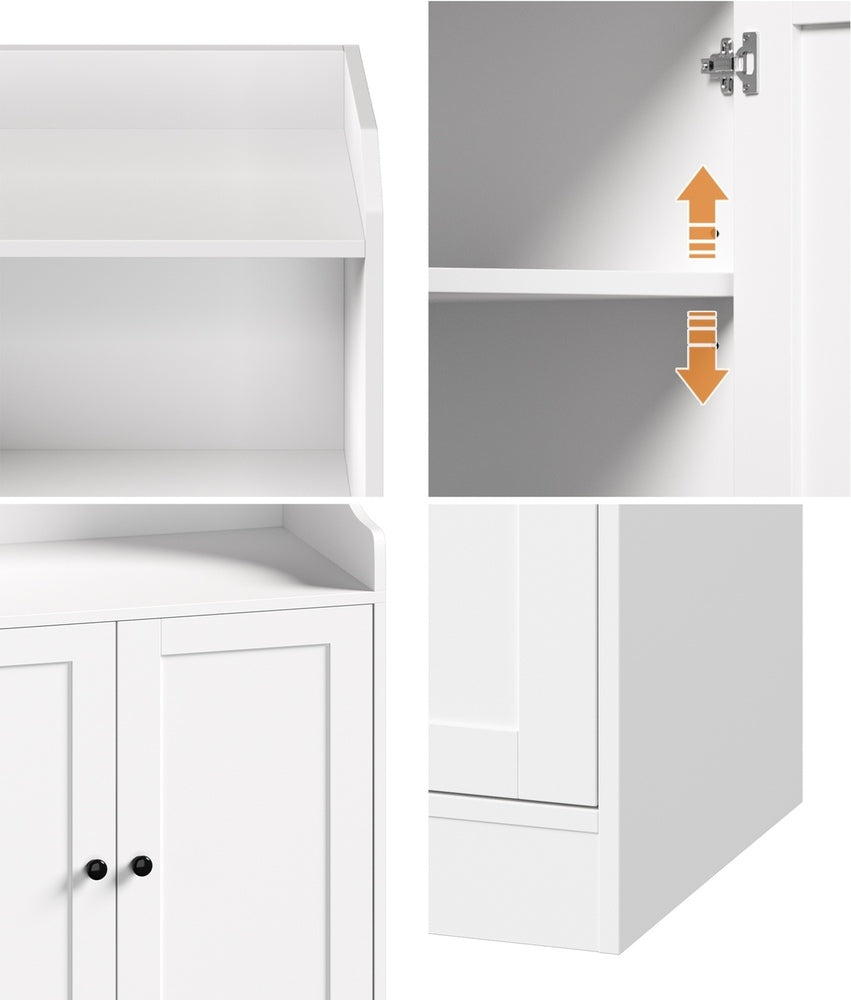 Oikiture Buffet Sideboard Cupboard 2 Doors Hallway Table White-Sideboard-PEROZ Accessories