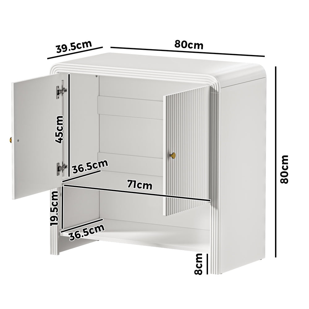Oikiture Buffet Sideboard Storage Cabinet 2 Doors Cupboard White-Sideboard-PEROZ Accessories
