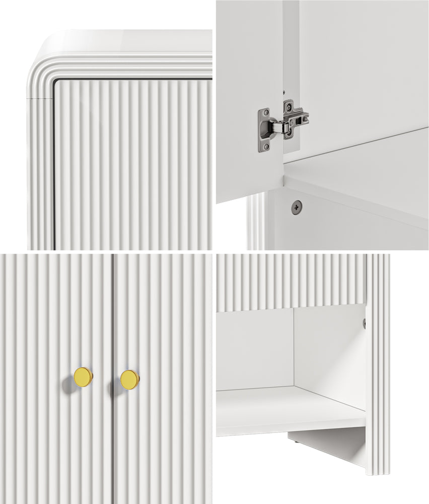 Oikiture Buffet Sideboard Storage Cabinet 2 Doors Cupboard White-Sideboard-PEROZ Accessories