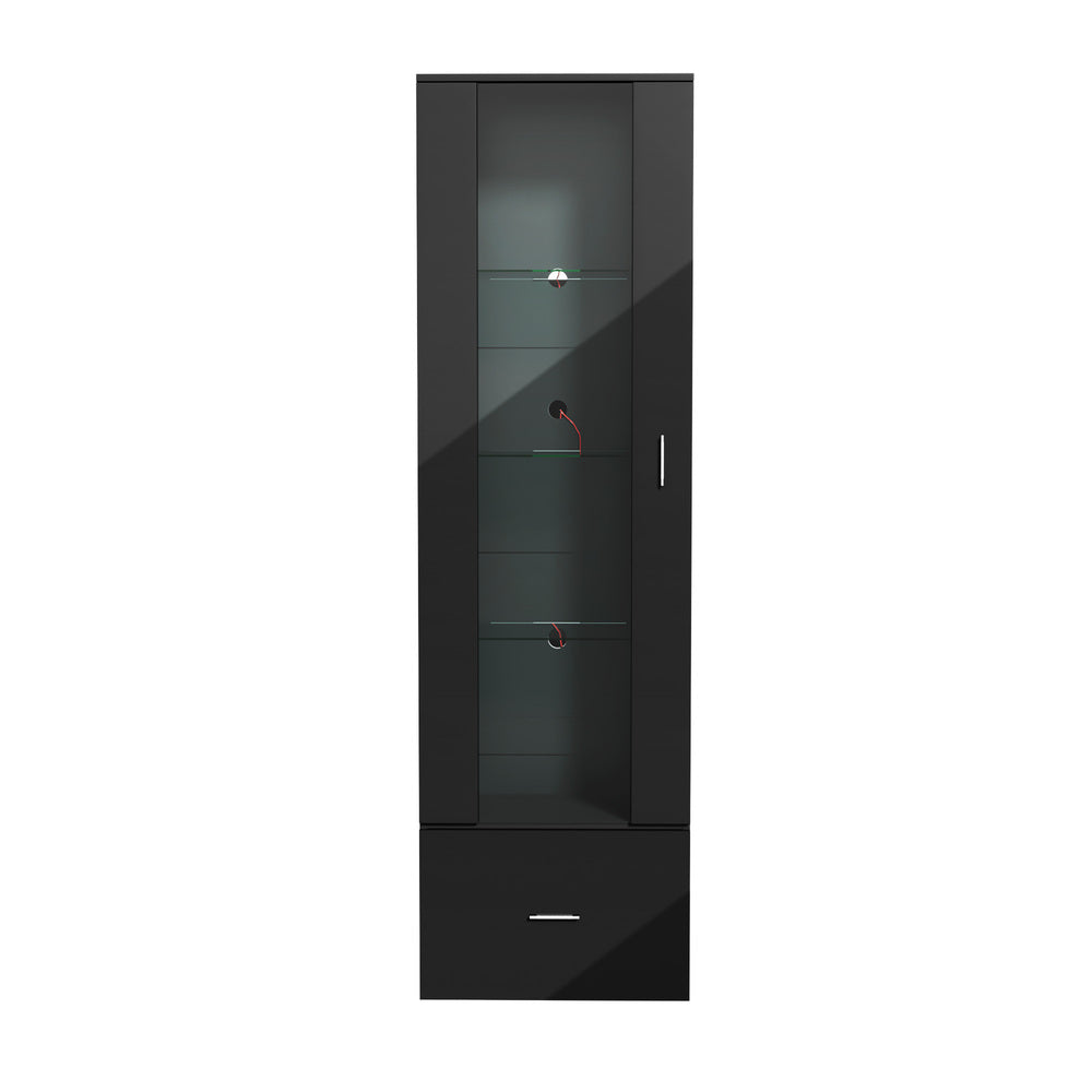 Oikiture Buffet Sideboard LED High Gloss Glass Door Black-Sideboard-PEROZ Accessories