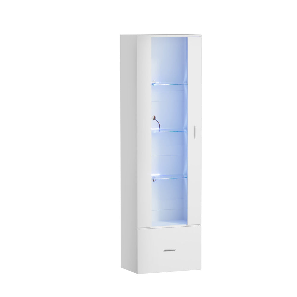 Oikiture Buffet Sideboard LED High Gloss Glass Door White-Sideboard-PEROZ Accessories