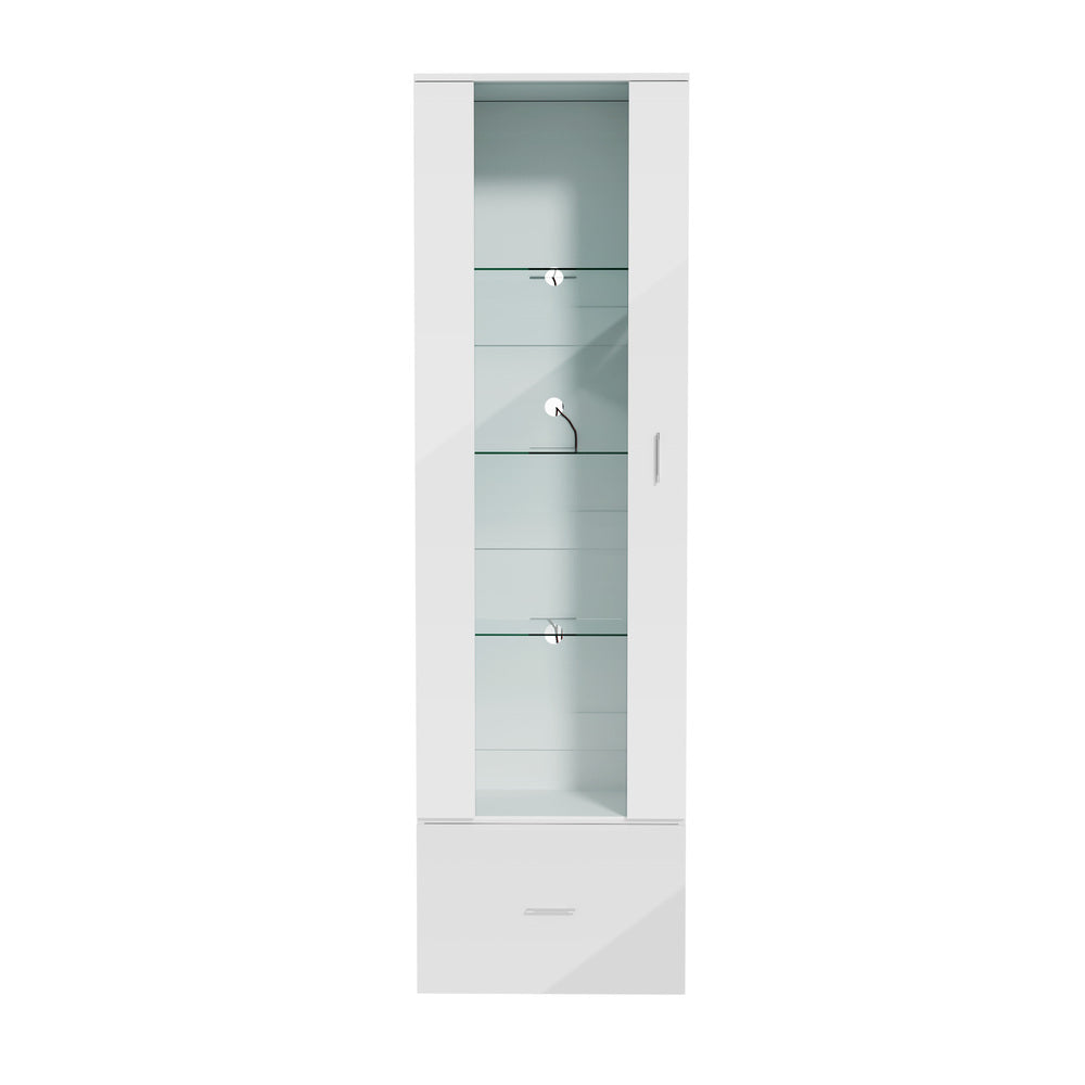 Oikiture Buffet Sideboard LED High Gloss Glass Door White-Sideboard-PEROZ Accessories