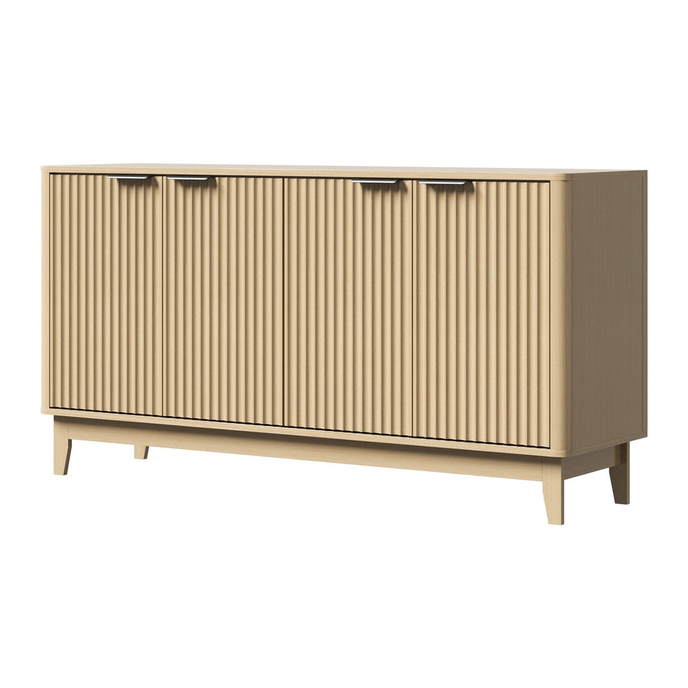 Oikiture Buffet Sideboard Storage Cabinet 4 Doors Cupboard Natural-Sideboard-PEROZ Accessories